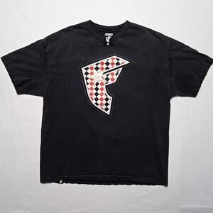 Y2K Famous Stars and Straps Graphic Tee Black Checkered Logo XL Shirt Streetwear